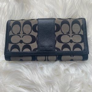 Coach Signature Logo Canvas/Leather Wallet